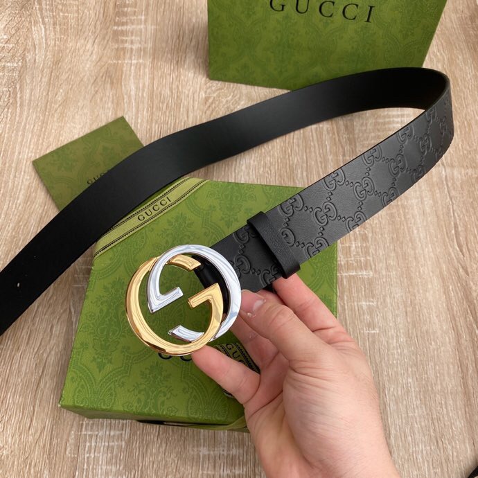 G U C C I 老鼠货🐭原单意大利原厂纯树膏进口单层皮压花⚡无夹层 搭配精品经典双G扣 非市场普通货