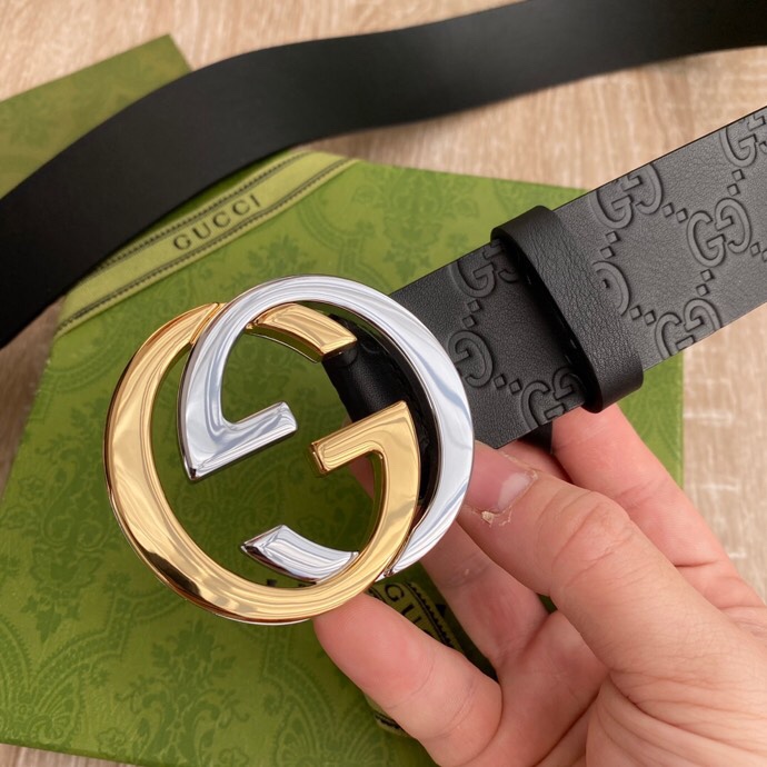 G U C C I 老鼠货🐭原单意大利原厂纯树膏进口单层皮压花⚡无夹层 搭配精品经典双G扣 非市场普通货