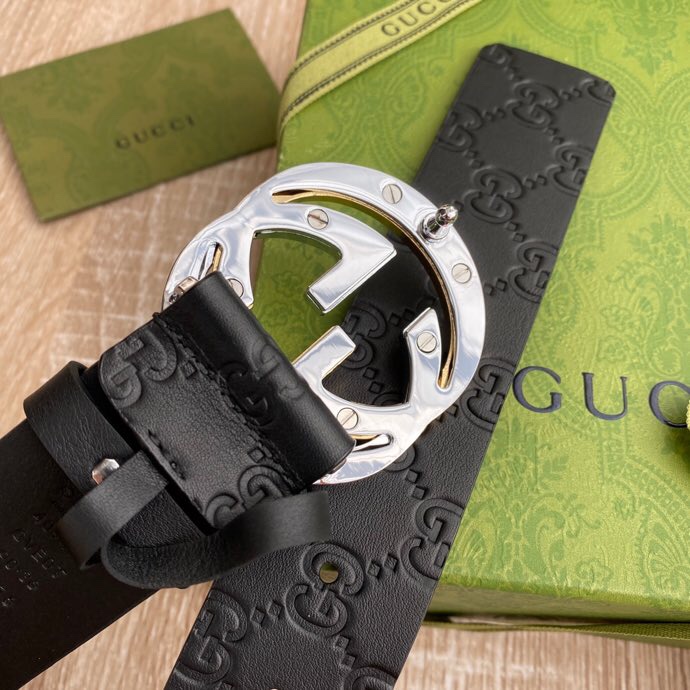 G U C C I 老鼠货🐭原单意大利原厂纯树膏进口单层皮压花⚡无夹层 搭配精品经典双G扣 非市场普通货