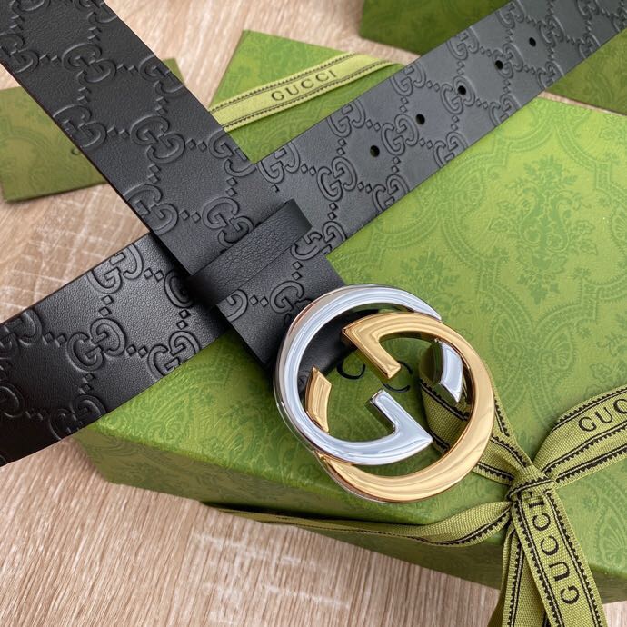 G U C C I 老鼠货🐭原单意大利原厂纯树膏进口单层皮压花⚡无夹层 搭配精品经典双G扣 非市场普通货