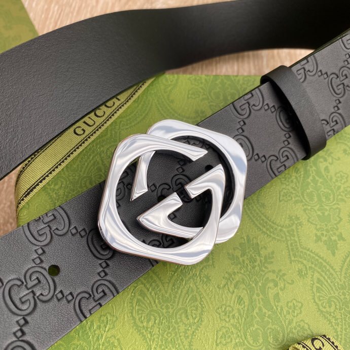 G U C C I 老鼠货🐭原单意大利原厂纯树膏进口单层皮压花⚡无夹层 搭配精品经典双G扣 非市场普通货