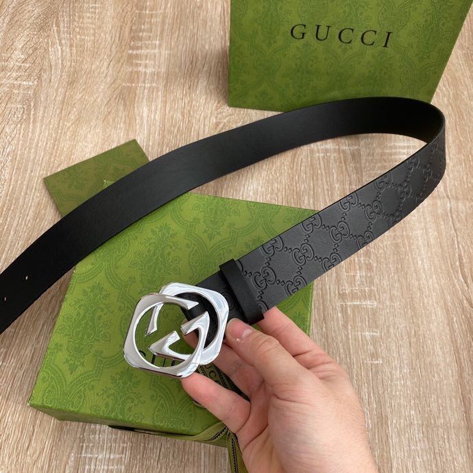 G U C C I 老鼠货🐭原单意大利原厂纯树膏进口单层皮压花⚡无夹层 搭配精品经典双G扣 非市场普通货