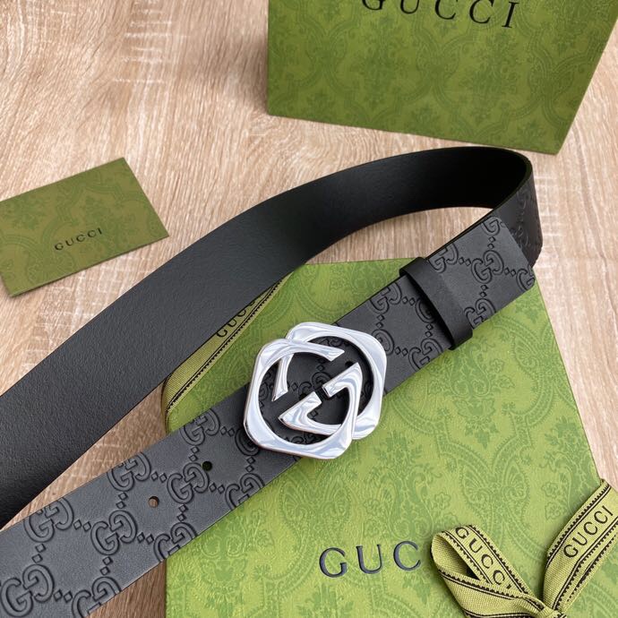 G U C C I 老鼠货🐭原单意大利原厂纯树膏进口单层皮压花⚡无夹层 搭配精品经典双G扣 非市场普通货