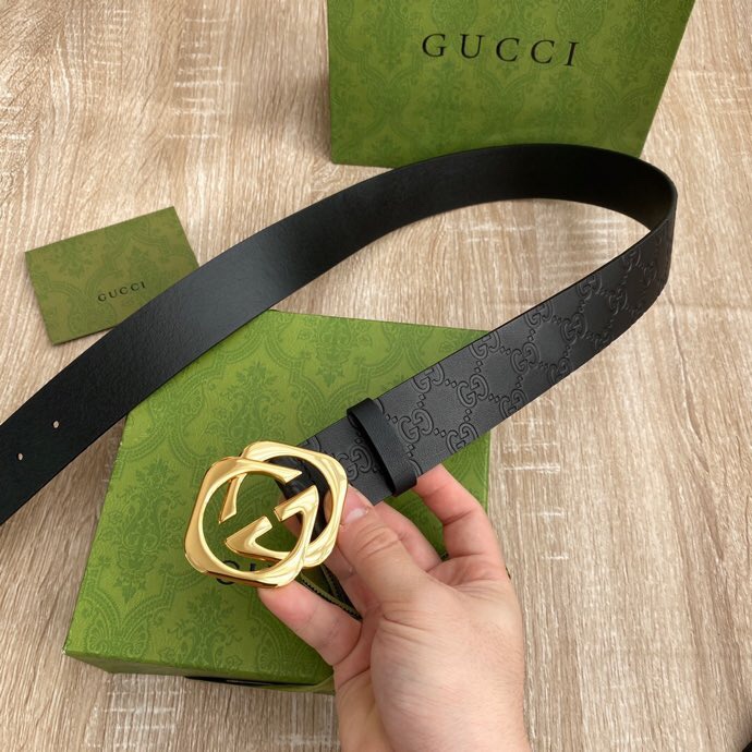 G U C C I 老鼠货🐭原单意大利原厂纯树膏进口单层皮压花⚡无夹层 搭配精品经典双G扣 非市场普通货