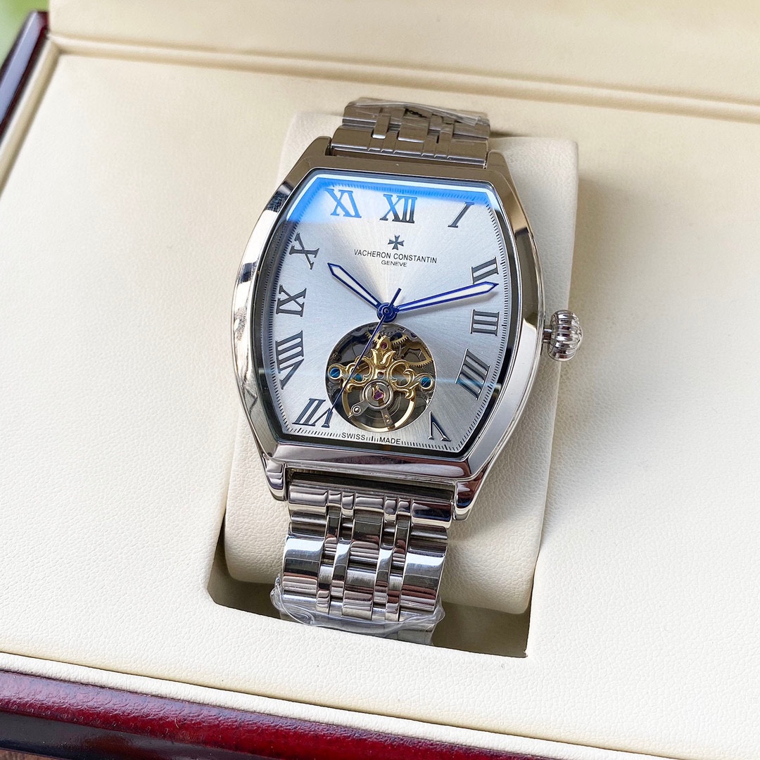 。精致飞轮 典雅气质 江诗丹顿  Vacheron Constsntin  男士腕表 全自动机械机芯 矿物强化玻璃 316L精钢表壳 精钢表带 时尚设计 商务休闲 尺寸:直径42mm 厚度12mm