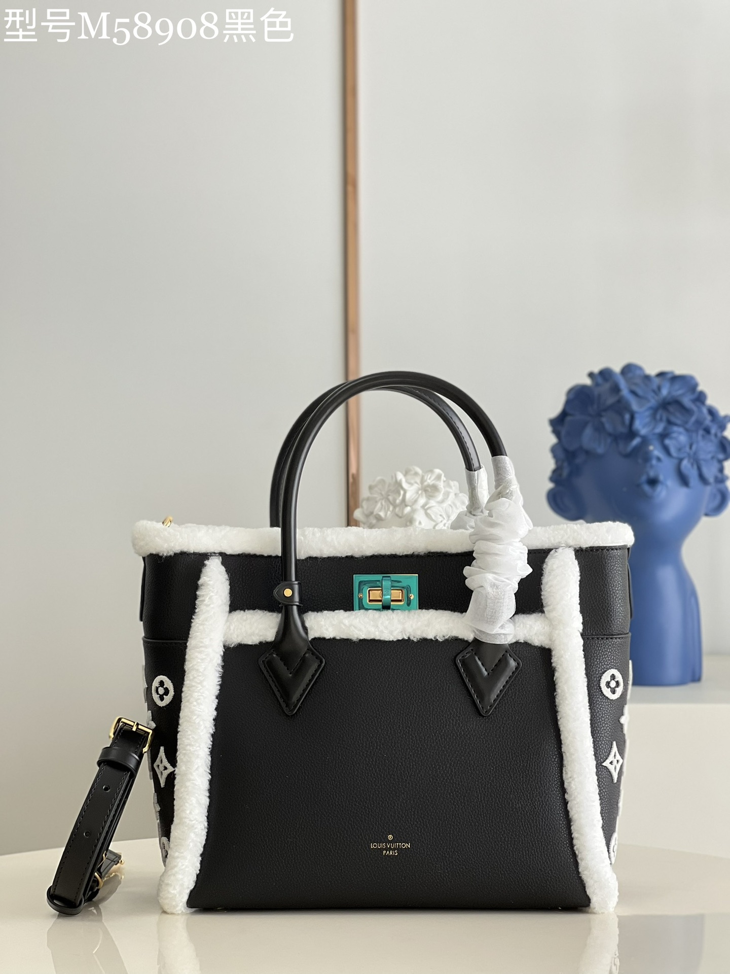 Louis Vuitton LV On My Side AAAAA
 Bags Handbags Black Cowhide Wool M58908