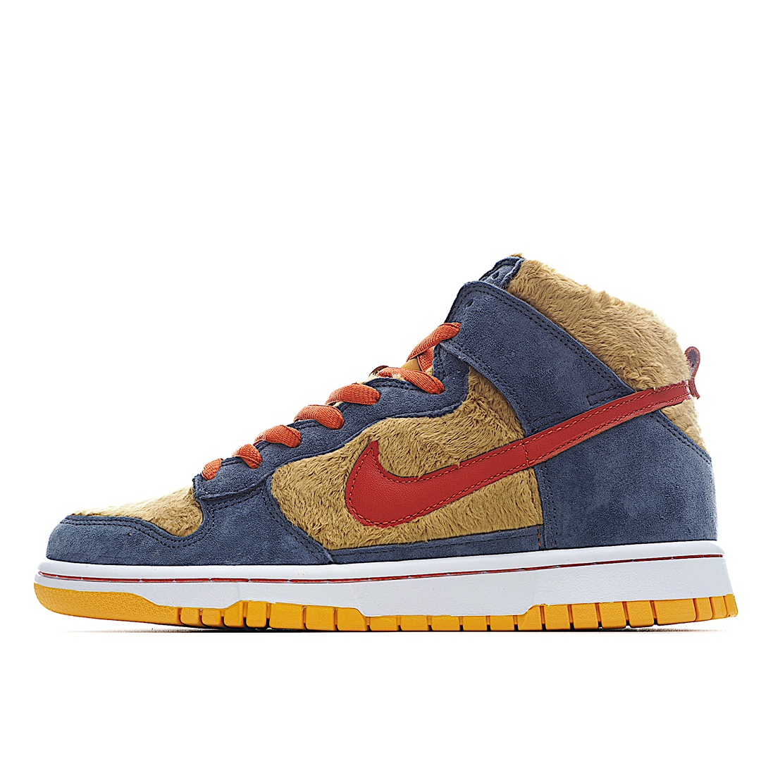 I0 NK SB Dunk High ” Papa Bear ” 熊爸爸 实拍首发原装头层材料 独家版型蒸餾加工帶來的是更好的视觉和脚感体验 大厂纯原品质出货 清洁度 电绣工艺 皮料切割干净无任何毛边 细节完美 313171-781