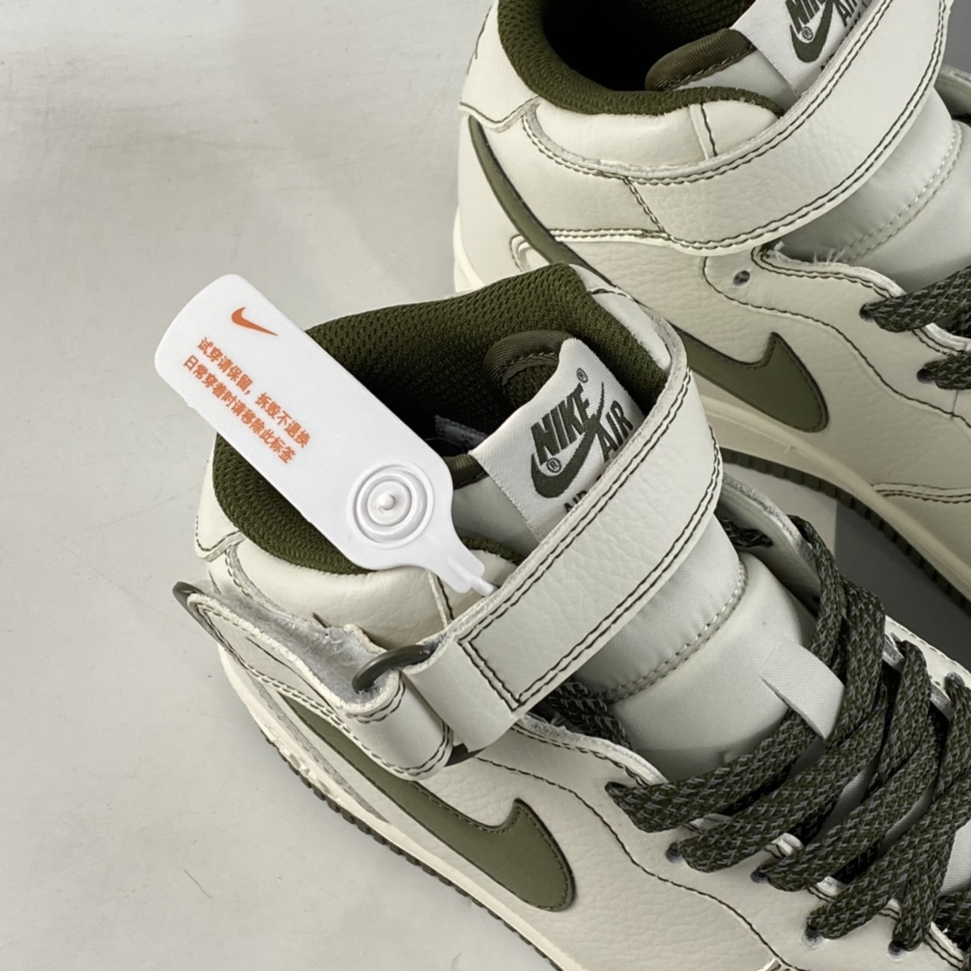 P260  NIKE Air Force 1’07 Mid 米白军绿 满天星 空军一号中帮休闲板鞋 RD6698-123