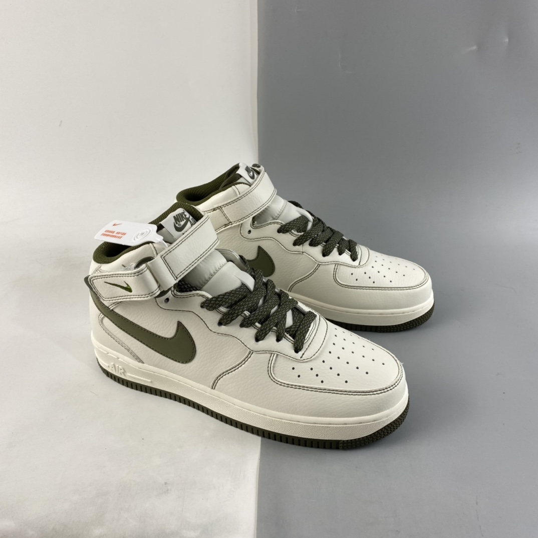 P260  NIKE Air Force 1’07 Mid 米白军绿 满天星 空军一号中帮休闲板鞋 RD6698-123