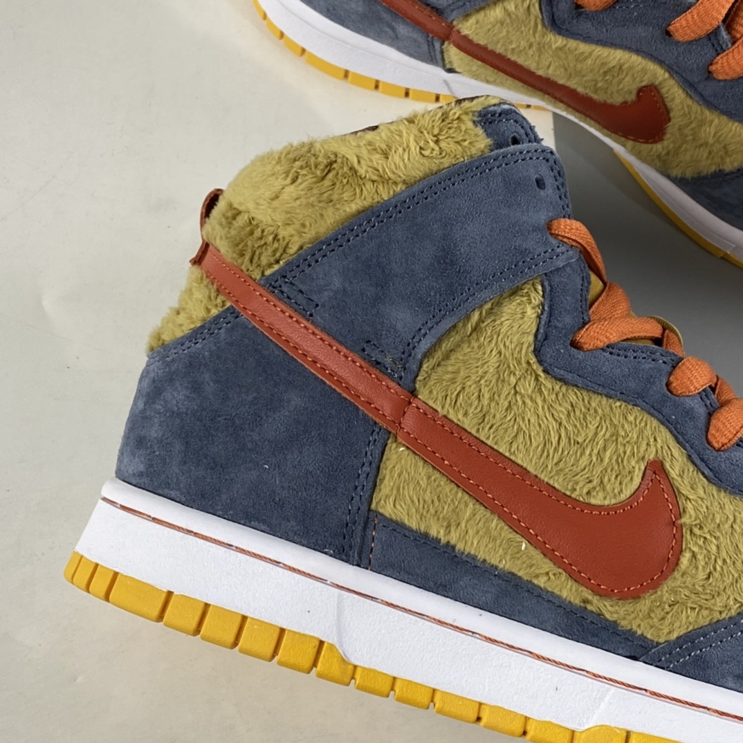 P260 NIKE SB Dunk High Premium”Papa Bears”扣篮系列高帮休闲运动滑板板鞋“海军蓝棕黄熊爸爸”313171-781