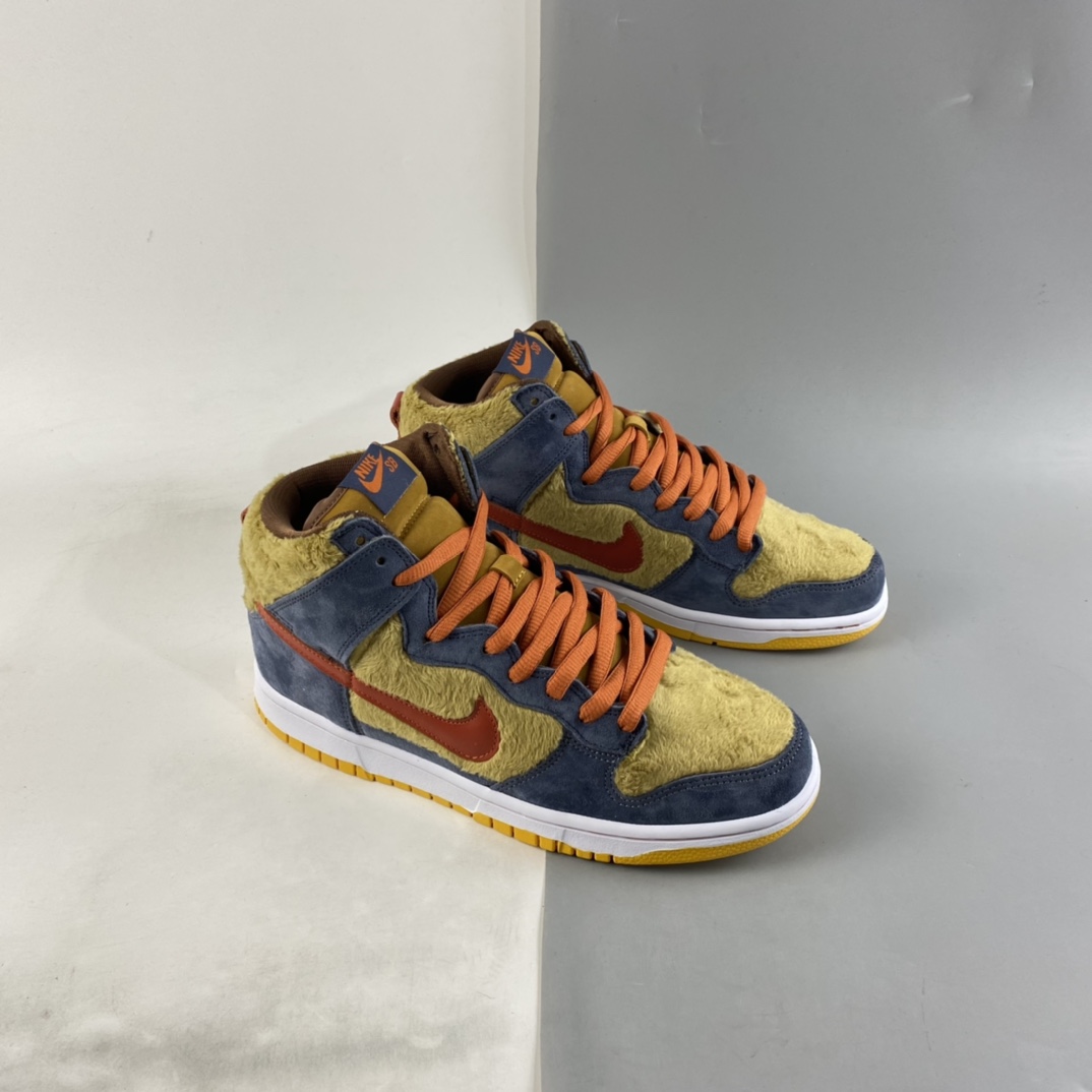 P260 NIKE SB Dunk High Premium”Papa Bears”扣篮系列高帮休闲运动滑板板鞋“海军蓝棕黄熊爸爸”313171-781