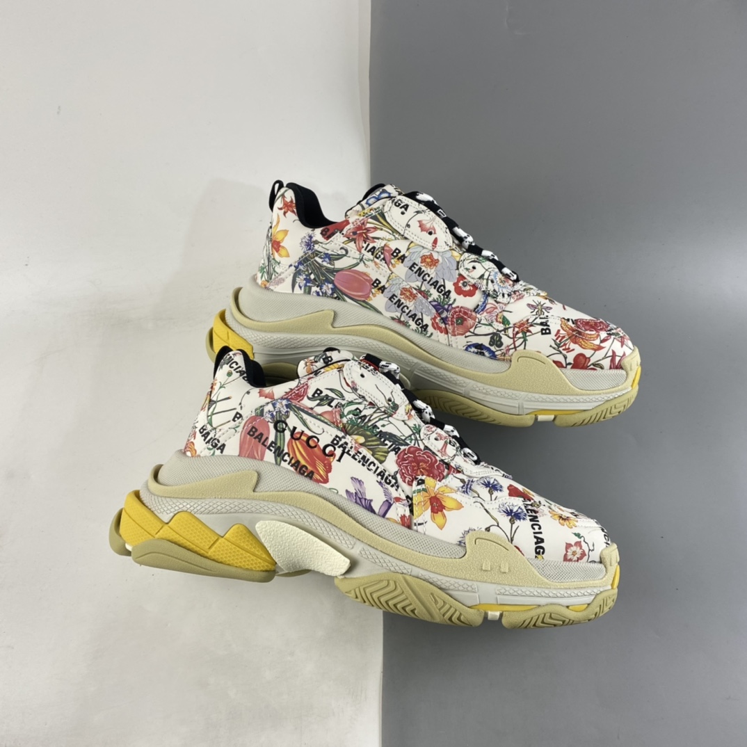P450  Gucci x Balenciaga Triple S Clear Sole Sneaker”The Hacker Project”巴黎世家时装复古厚底增高百搭休闲运动姥爷球鞋 UL1108461