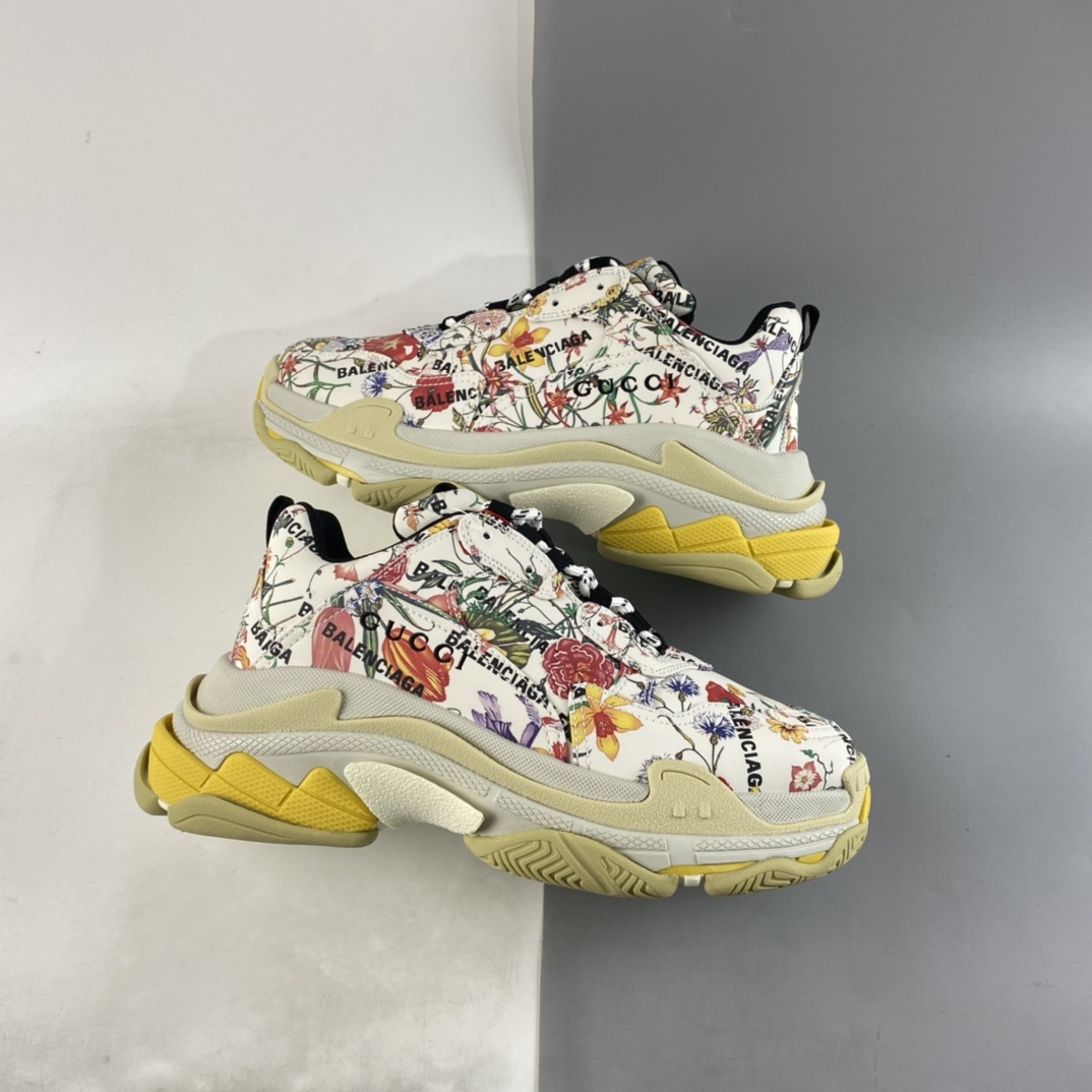 P450  Gucci x Balenciaga Triple S Clear Sole Sneaker”The Hacker Project”巴黎世家时装复古厚底增高百搭休闲运动姥爷球鞋 UL1108461