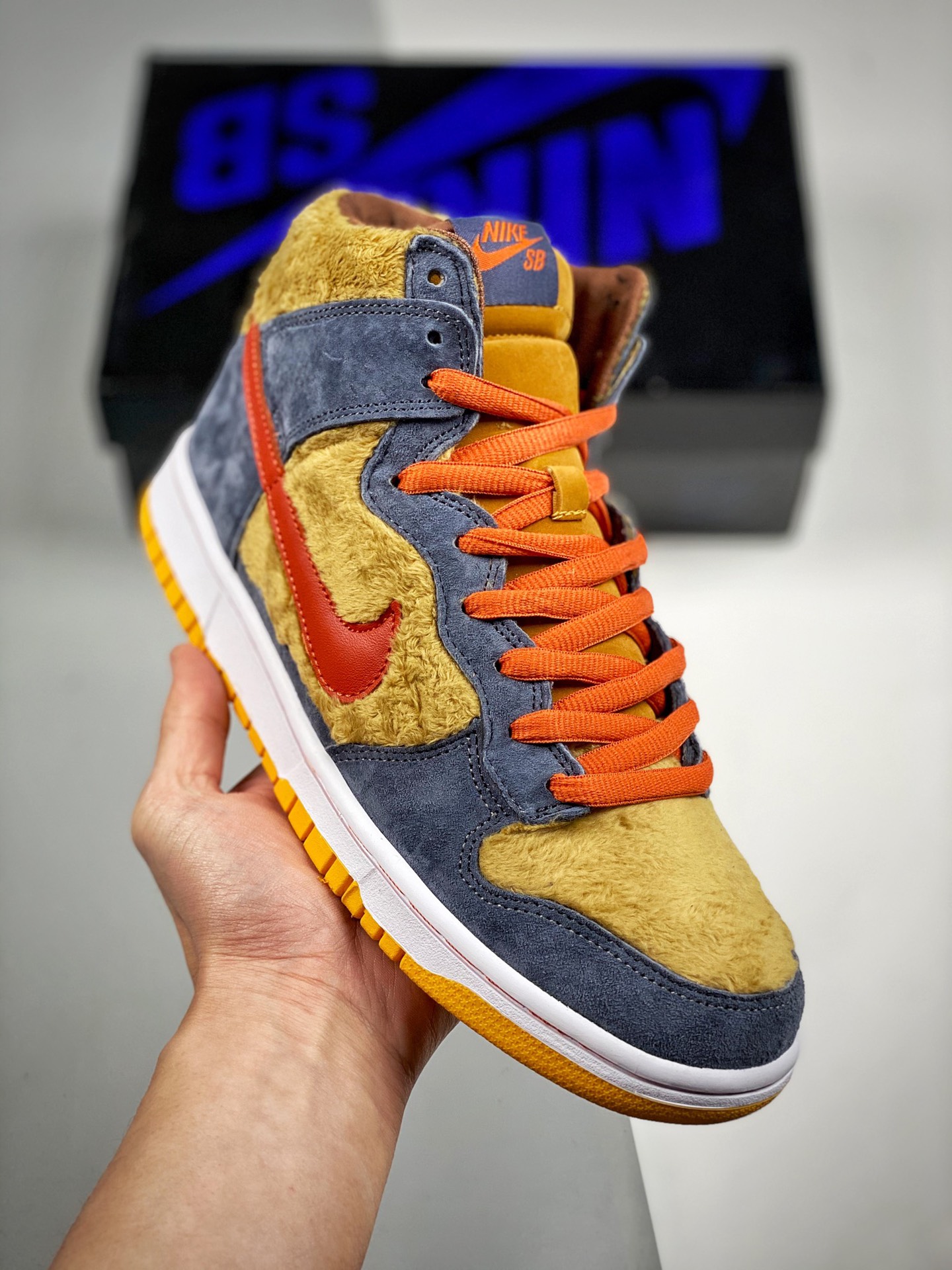 Nike Dunk SB High Papa bear, amarillo azul, calidad pura original de fábrica grande, fotos reales primer lanzamiento, m…