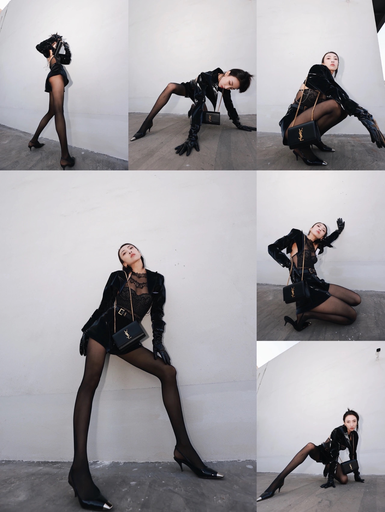 Saint laurent Ysl 𝙆𝙖𝙩𝙚 20𝙘𝙢 链条包 469390黑色球纹银扣
