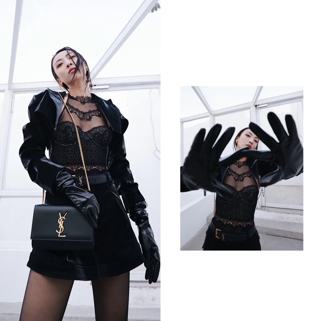 Saint laurent Ysl 𝙆𝙖𝙩𝙚 20𝙘𝙢 链条包 469390黑色球纹银扣