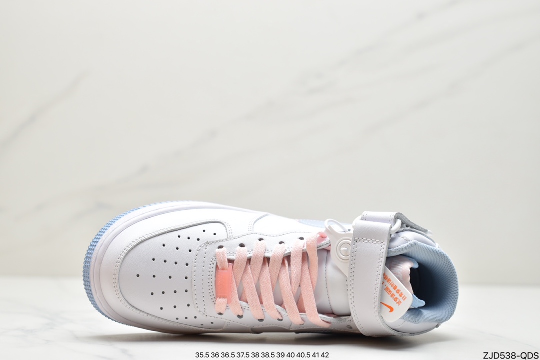 240 耐克Air Force 1 mid White pink blue 双勾蓝粉空军一号中帮 CW1574-100