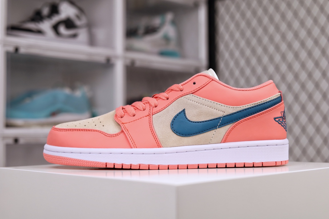 G5 公司级Air Jordan 1 Mid ” Linen ” 粉蓝色 AJ1乔1低帮文化篮球鞋 DC0774- F5 0.高品质 原鞋开发 平台订单专用代工流水线打造 一眼公司货既视感 每一个配色均采购原鞋确认细节B381