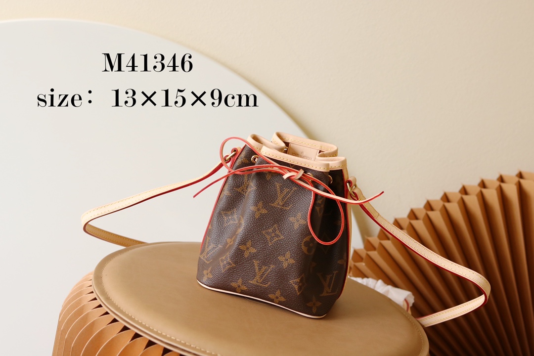 Replica Designer
 Louis Vuitton LV Nano Noe Bags Handbags Gold Monogram Canvas Cowhide Fabric Mini M41346