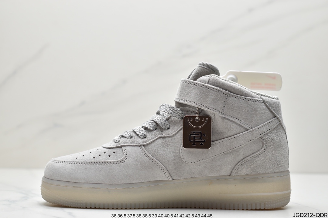 180 Nike Air Force1 MID x Reigning Champ “卫冕冠军四代中帮” 灰黑麂皮打造 GB1119-198