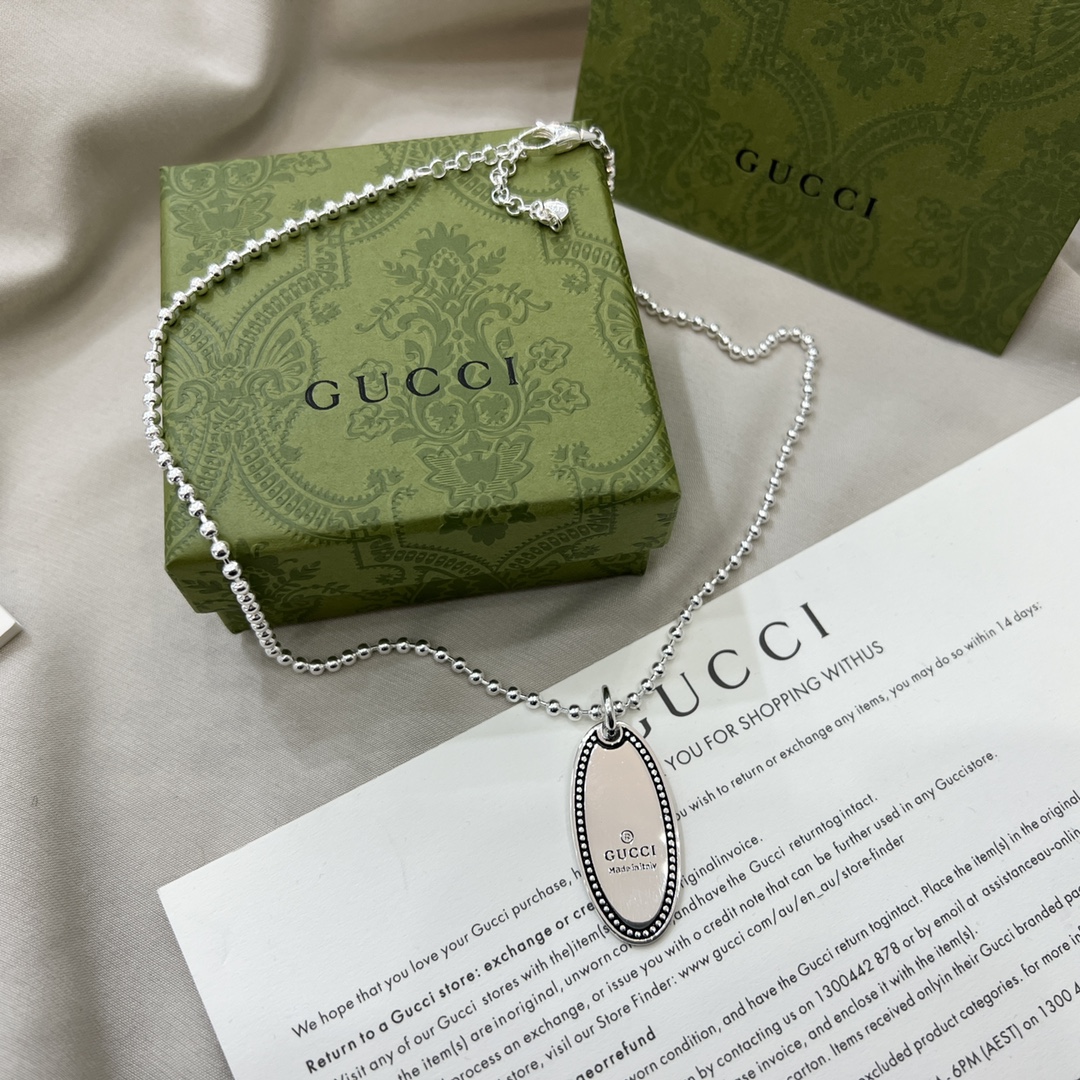 NO:101678,Gucci 925 sterling silver oval bead necklace size 50cm bead chain, Gucci necklace, gucci, gucci, necklace, pure silver19860909Gucci古驰925纯银椭圆牌珠子项链 尺寸50cm珠子链,古驰项链,gucci,gucci,necklace,pure silver,Jewelry