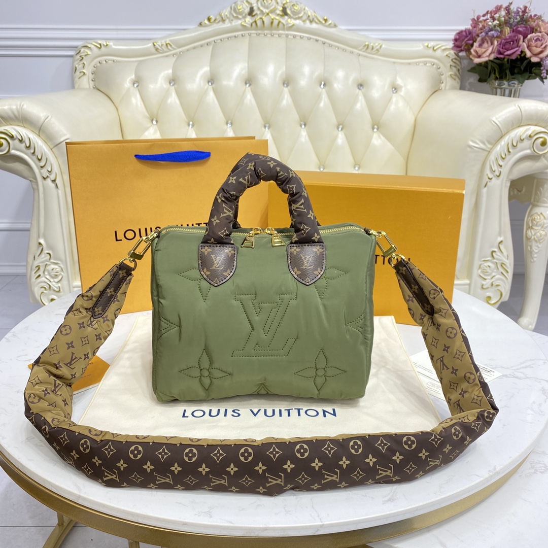 Louis Vuitton LV Speedy Bags Handbags Apricot Color Black Green Embroidery Winter Collection m59008