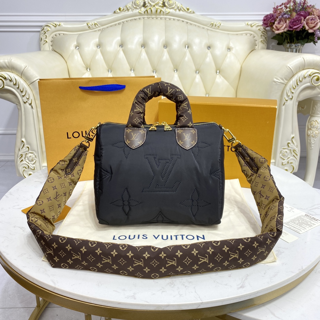 Louis Vuitton LV Speedy Bags Handbags Apricot Color Black Green Embroidery Winter Collection m59008