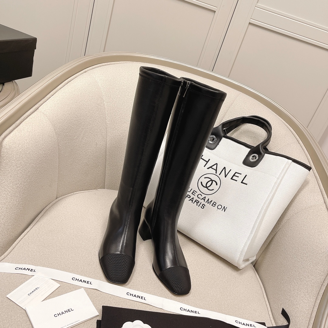 CHANEL 가을/겨울 여성 부츠 슬립온 스트레이트 부츠 라이더 부츠 이탈리아산 천연가죽 아웃솔