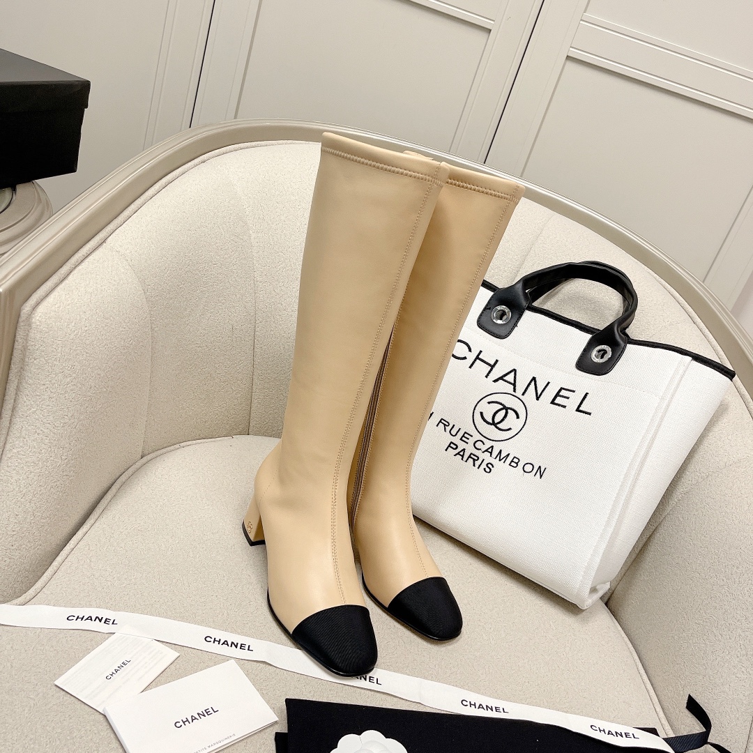 CHANEL 가을/겨울 여성 부츠 슬립온 스트레이트 부츠 라이더 부츠 이탈리아산 천연가죽 아웃솔