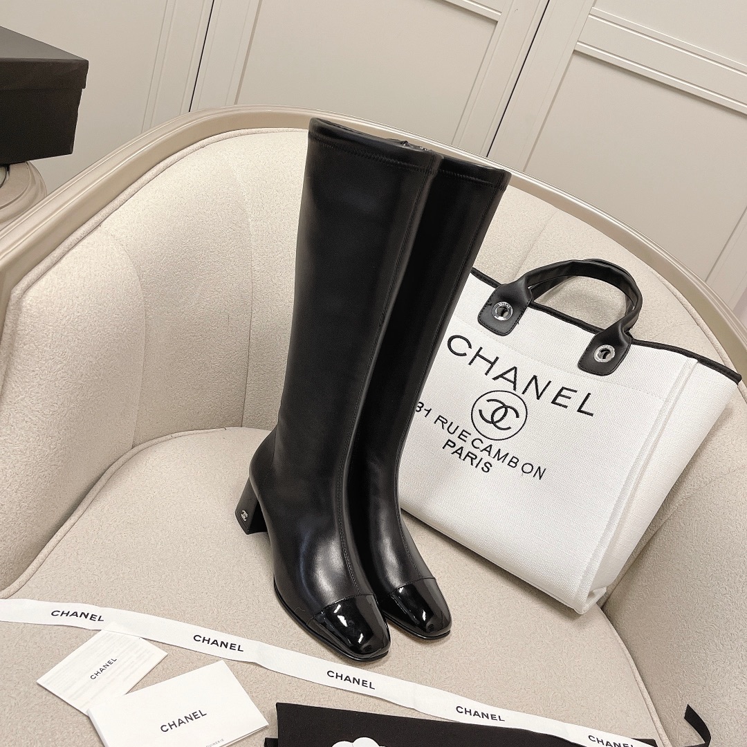 CHANEL 가을/겨울 여성 부츠 슬립온 스트레이트 부츠 라이더 부츠 이탈리아산 천연가죽 아웃솔