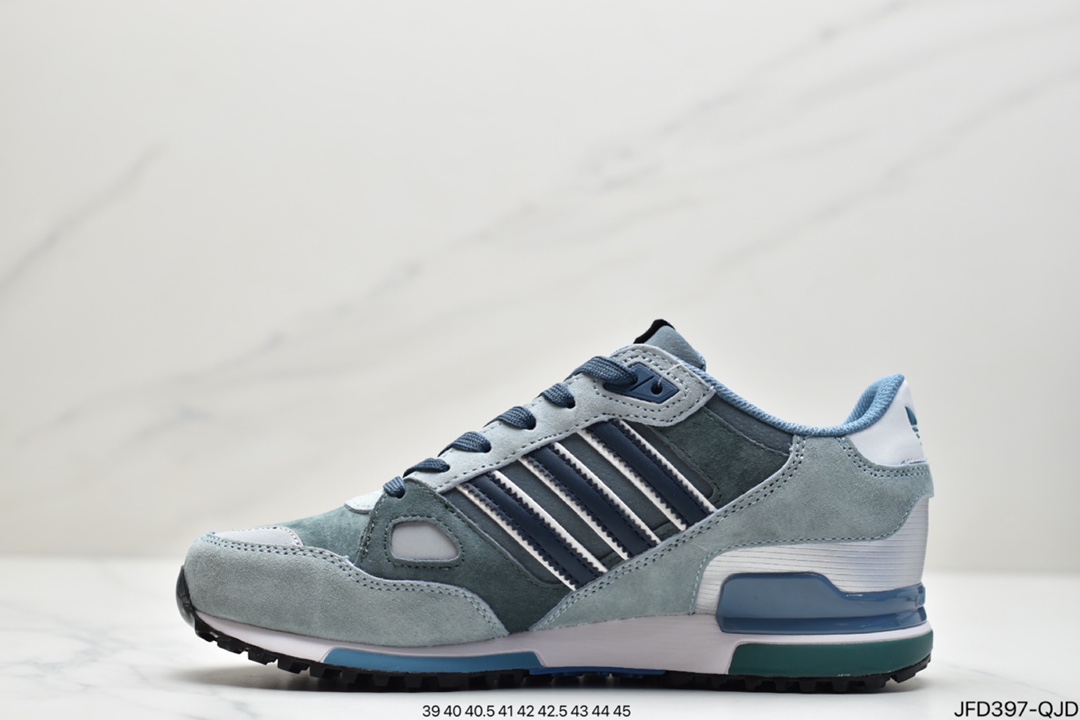 170 阿迪达斯Adidas三叶草 Originals ZX750系列经典低帮复古休闲百搭运动慢跑鞋“麂皮元祖灰海军蓝”D65229
