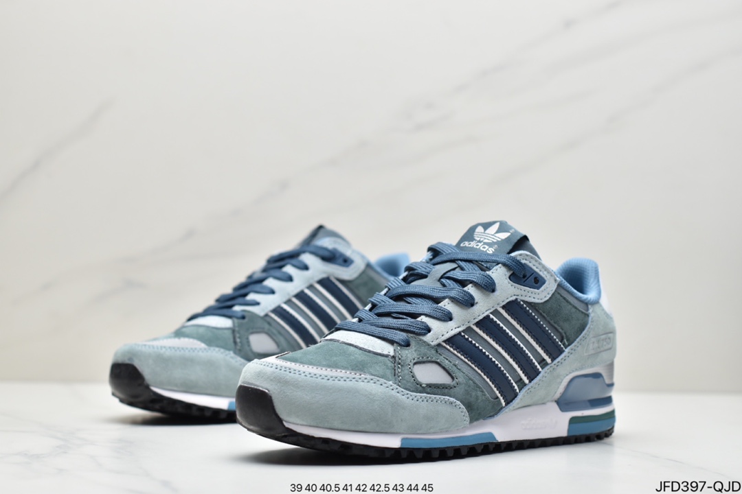 170 阿迪达斯Adidas三叶草 Originals ZX750系列经典低帮复古休闲百搭运动慢跑鞋“麂皮元祖灰海军蓝”D65229