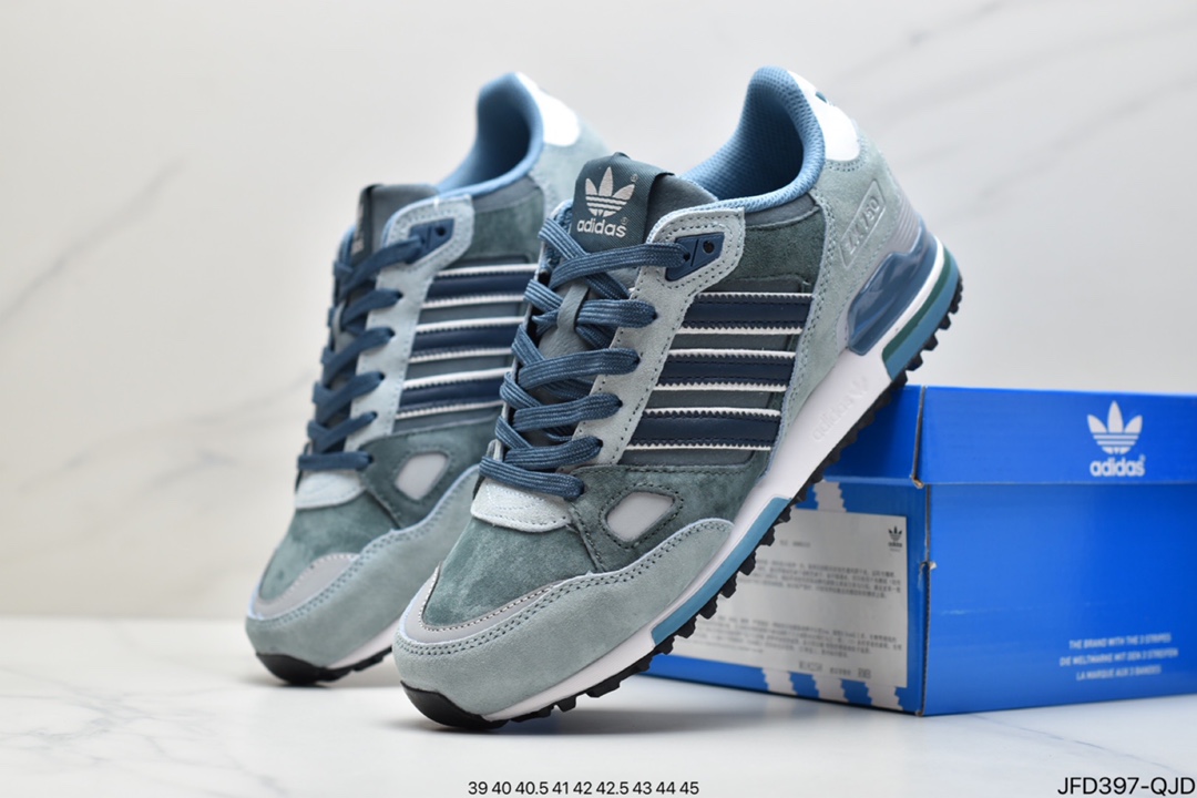 170 阿迪达斯Adidas三叶草 Originals ZX750系列经典低帮复古休闲百搭运动慢跑鞋“麂皮元祖灰海军蓝”D65229