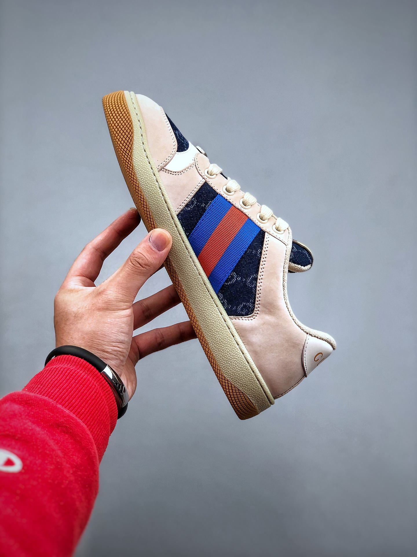 Pure original level, no copywriting routines, quality speak #New color matching Gucci Distressed Screener sneaker small dirty shoes series