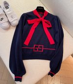 Gucci Clothing Sweatshirts Blue Red Embroidery Wool Vintage
