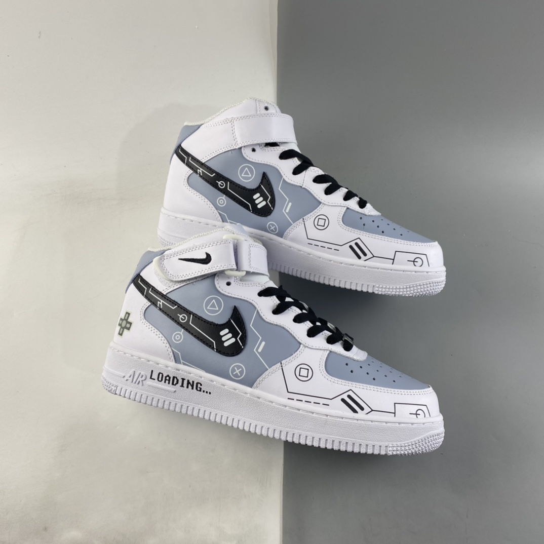 P280  NIKE Air Force 1’07 Mid PS5电玩主题 空军一号黑白灰夜光鞋身中帮休闲板鞋 CW2288-115