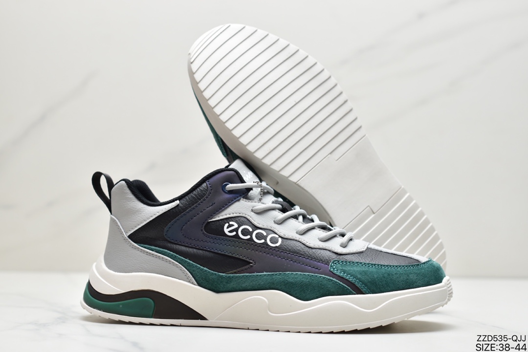 250 ECCO爱步Men’s  Classic Lisbon Lace Faouzia 凡席亚系列复古老爹风系带百搭休闲运动板鞋“白碳灰”CYG18952
