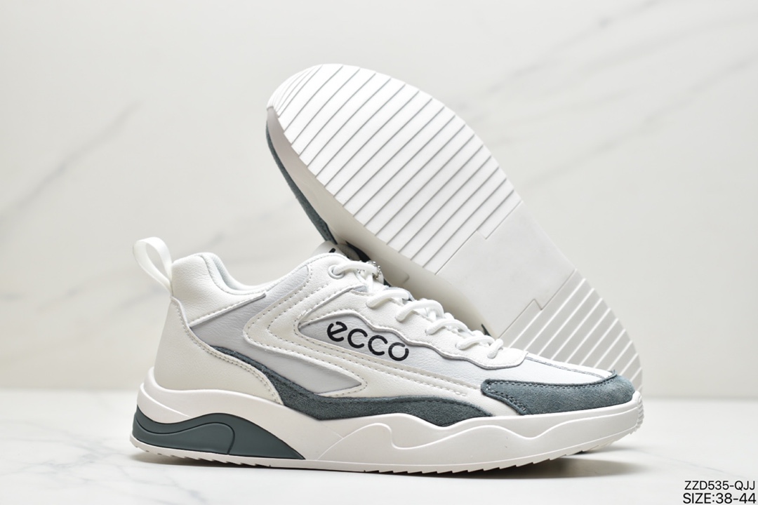 250 ECCO爱步Men’s  Classic Lisbon Lace Faouzia 凡席亚系列复古老爹风系带百搭休闲运动板鞋“白碳灰”CYG18952