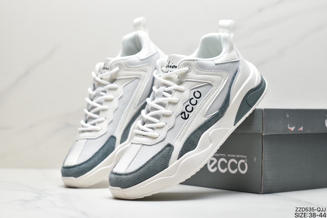 250 ECCO爱步Men’s  Classic Lisbon Lace Faouzia 凡席亚系列复古老爹风系带百搭休闲运动板鞋“白碳灰”CYG18952
