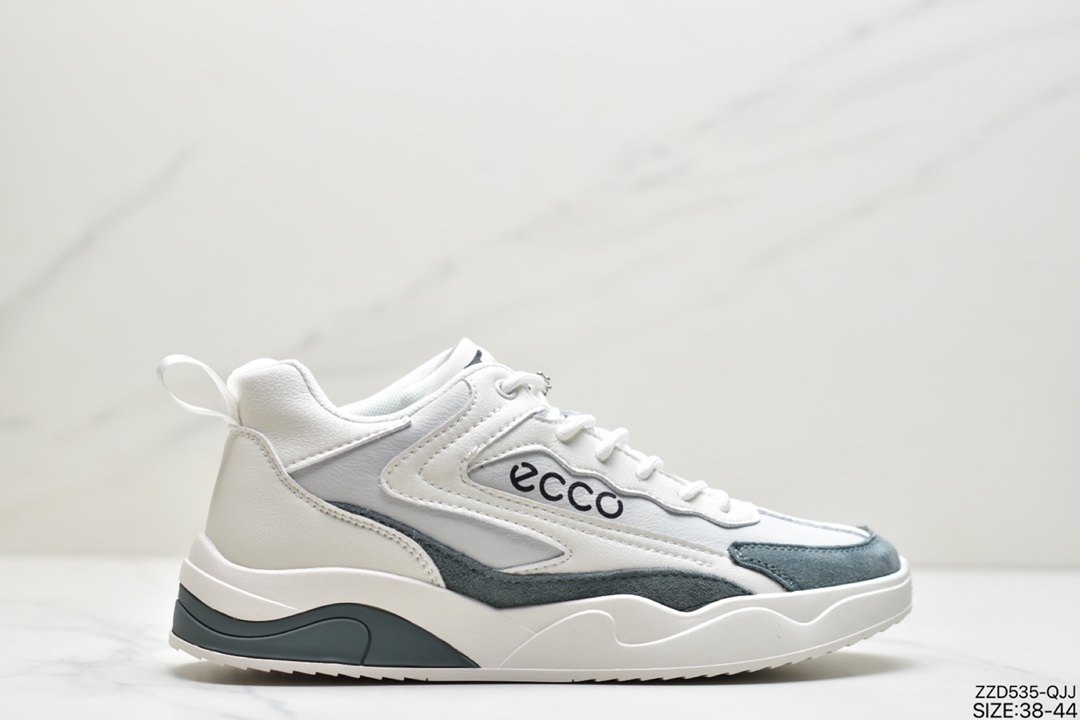 250 ECCO爱步Men’s  Classic Lisbon Lace Faouzia 凡席亚系列复古老爹风系带百搭休闲运动板鞋“白碳灰”CYG18952