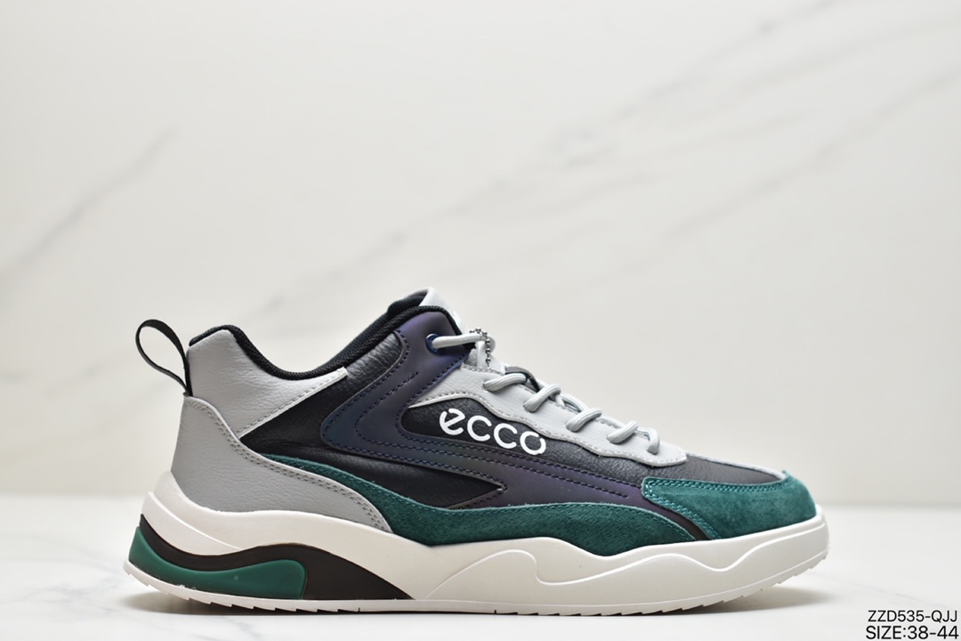 250 ECCO爱步Men’s  Classic Lisbon Lace Faouzia 凡席亚系列复古老爹风系带百搭休闲运动板鞋“白碳灰”CYG18952