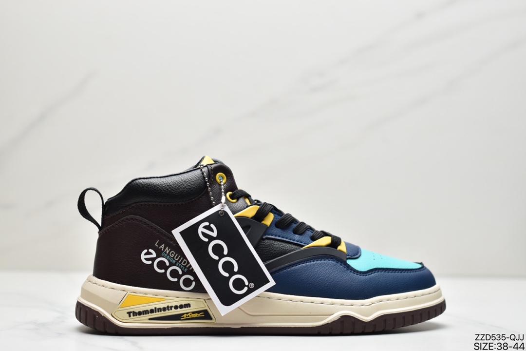 250 ECCO爱步Men’s Classic  Fen Roar 芬罗系列阿慢跑鞋“针织浅灰蓝黄鸳鸯”29119454119