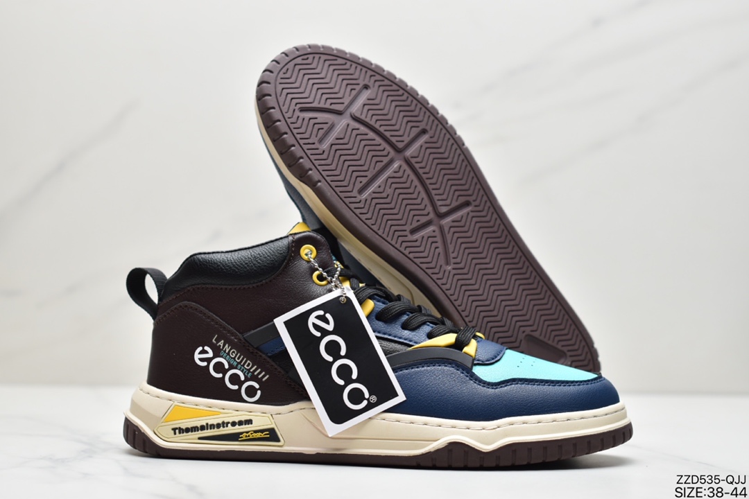 250 ECCO爱步Men’s Classic  Fen Roar 芬罗系列阿慢跑鞋“针织浅灰蓝黄鸳鸯”29119454119