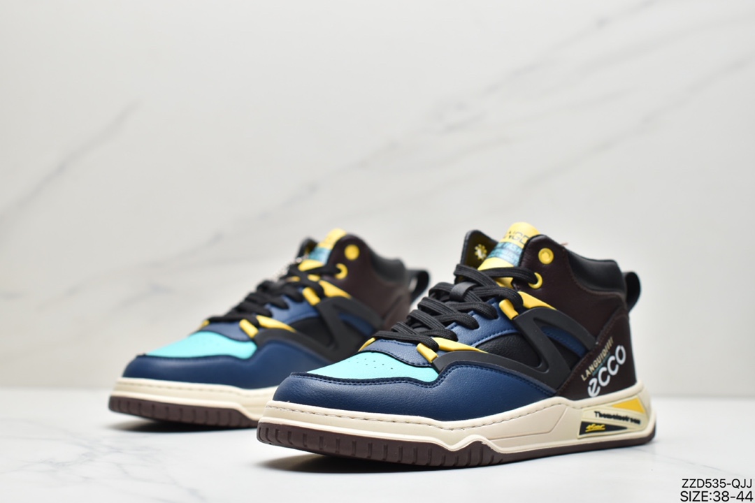 250 ECCO爱步Men’s Classic  Fen Roar 芬罗系列阿慢跑鞋“针织浅灰蓝黄鸳鸯”29119454119