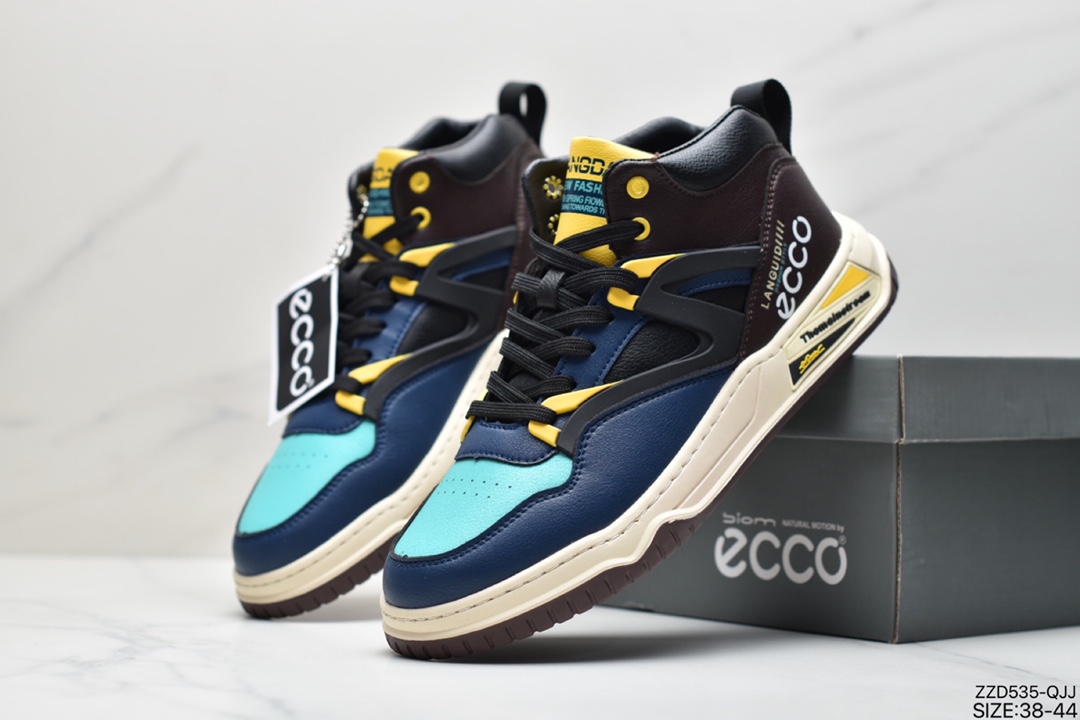 250 ECCO爱步Men’s Classic  Fen Roar 芬罗系列阿慢跑鞋“针织浅灰蓝黄鸳鸯”29119454119