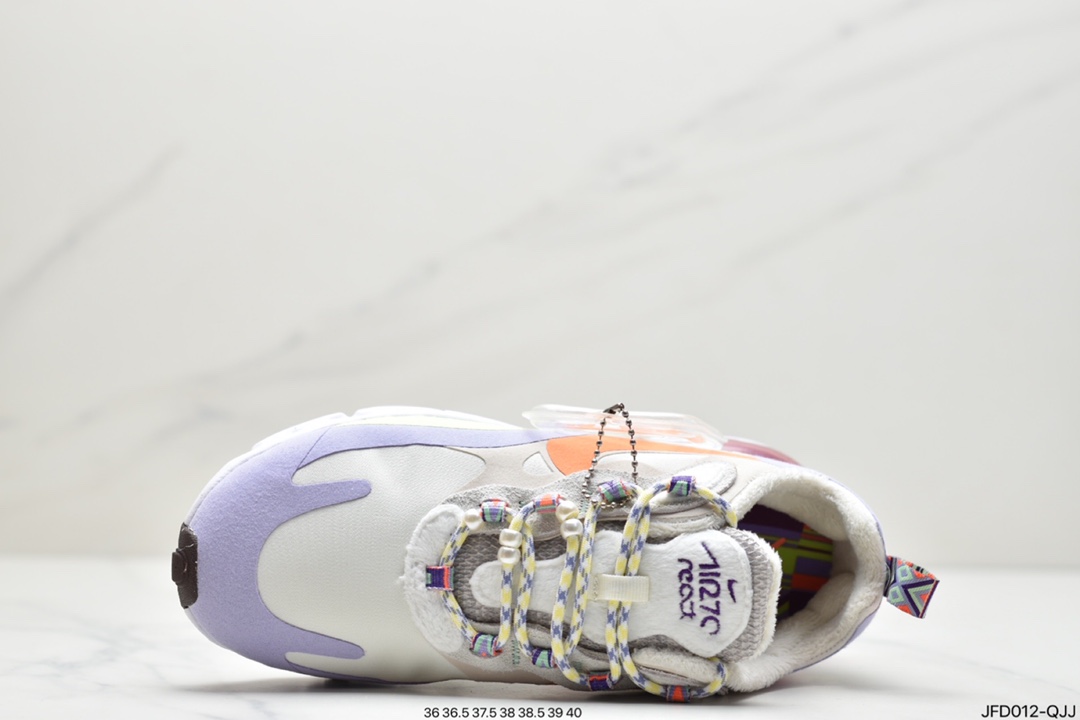 170 Nike Air Max 270 React SE”Beige Orange Purple”270瑞亚赛车运动慢跑鞋“米白浅紫橘淡绿加绒”DC3276-101