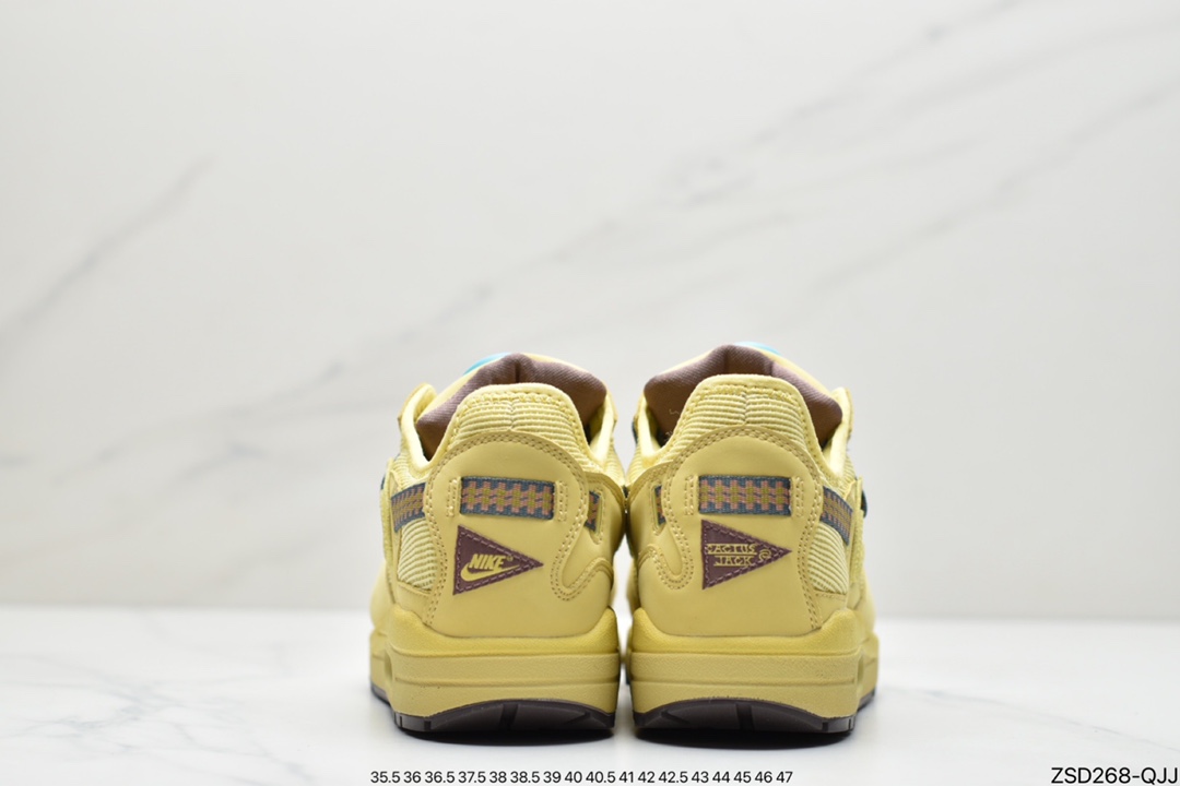 320 Travis Scott x Nike Air Max 1”Wheat/Lemon” 慢跑鞋“柠檬黄做旧倒钩”DO9392-700