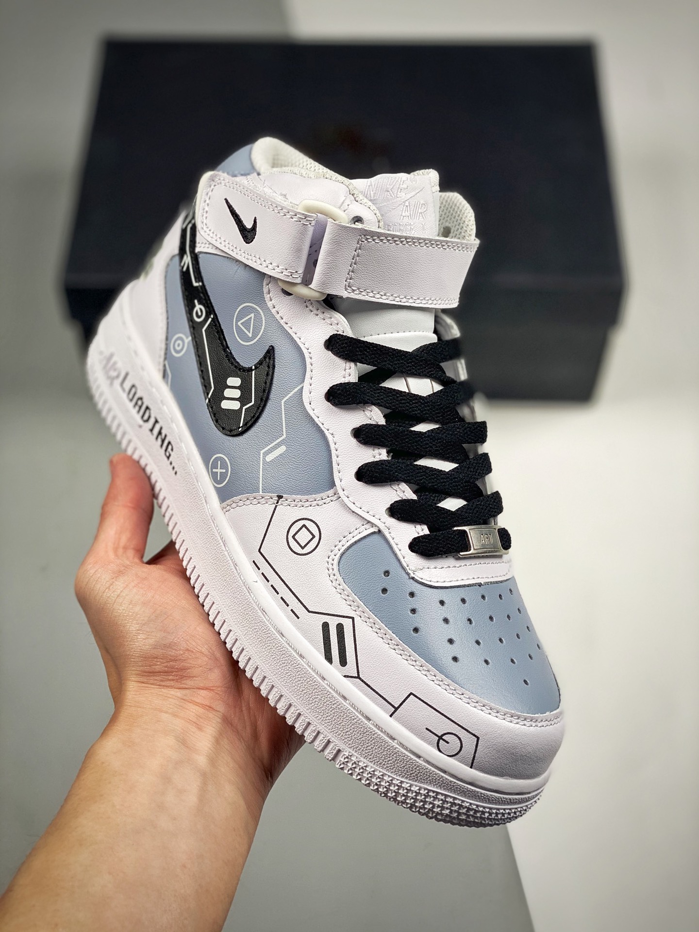 Nike Air Force 1 MID 07 negro/blanco/gris, horma y plantilla originales, auténtico estilo Air Force, enfocado en el can…