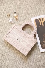 Dior Book Tote Handbags Mini Bags Tote Bags AAAA Quality Replica
 Pink Embroidery Canvas Oblique Mini