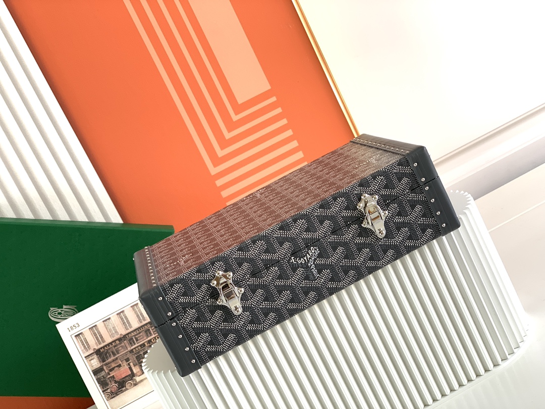 Goyard Trunk Collection Jewelry Box Hard Case Metal Lock